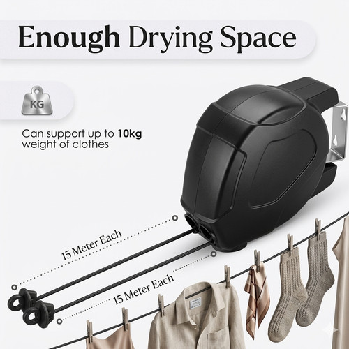 30m retractable clothes line - 30m,