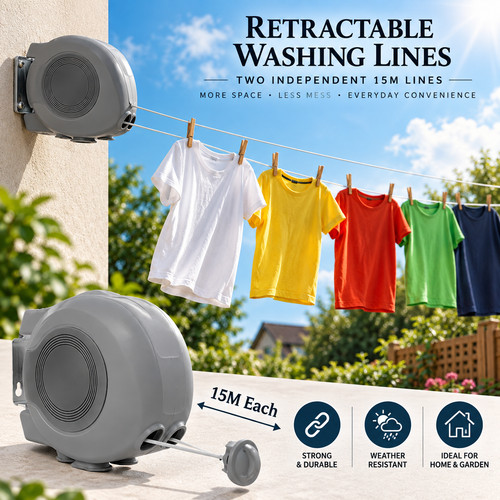 30m retractable washing line - 30m,
